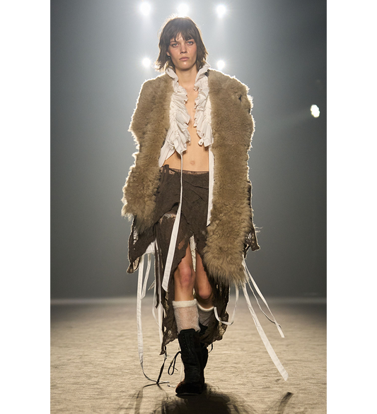 PHILOMIEN ASYMMETRIC KNITTED WRAP SKIRT BEAVER