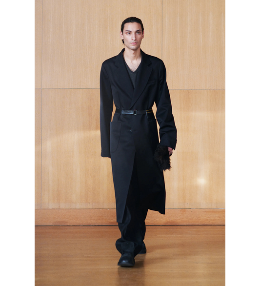 ROBE OVERCOAT ONYX BLACK TECH SATEEN