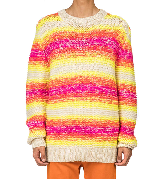 FLURO HANDKNIT CREW PINK / YELLOW