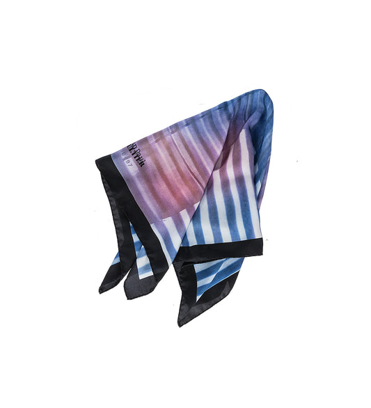SILK SCARF AIR PRINT LIGHT BLUE/BLUE/PEACH