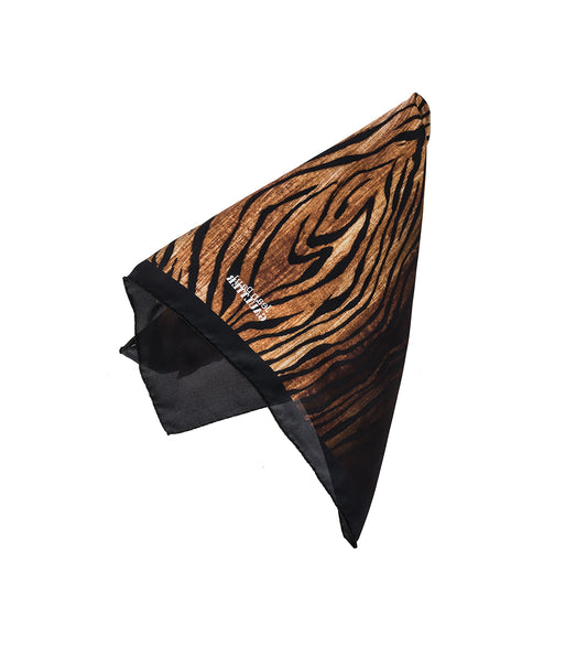 SILK SCARF WOOD PRINT BLACK/BROWN