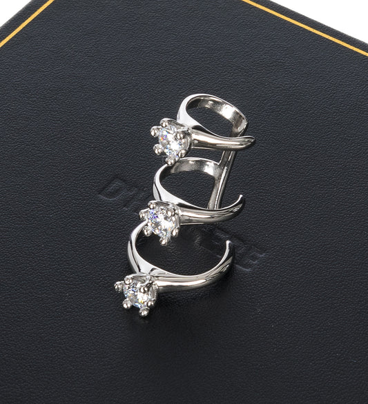 SOLITAIRE EAR WRAP SILVER / WHITE