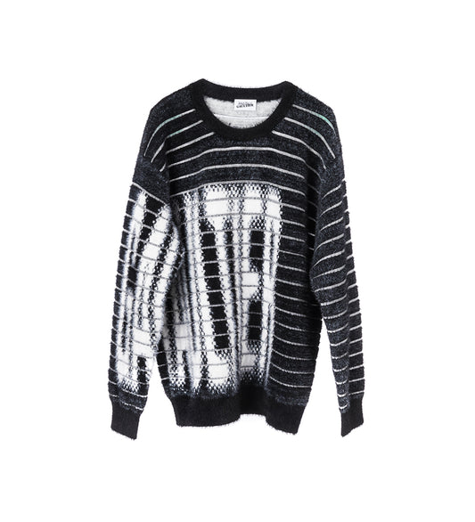 HAIRY STRIPED GAULTIER OVERSIZED SWATER BLACK/WHITE