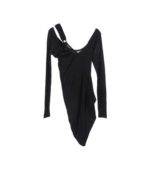 DOUBLE LAYER PIERCING LS TOP BLACK