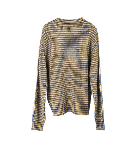 BLUE STRIPED MOHAIR AND WOOL HALF-AND-HALF SWEATER BLUE LILAC