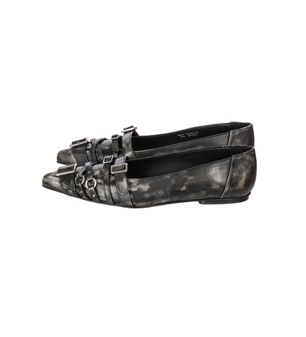 BELTED FLAT SHOES BLACK/WHITE BELTED FLAT SHOES BLACK/WHITE