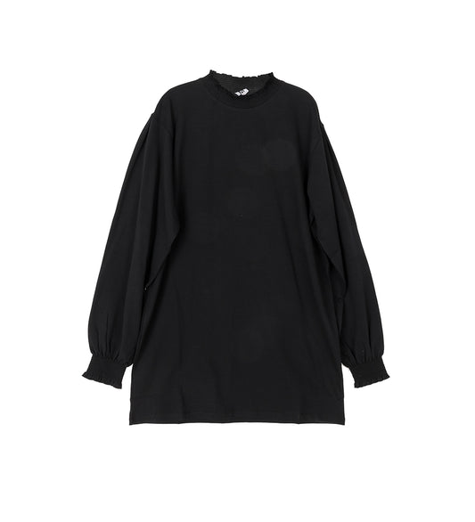 LONGSLEEVE RUFFLE DRESS TOP BLACK