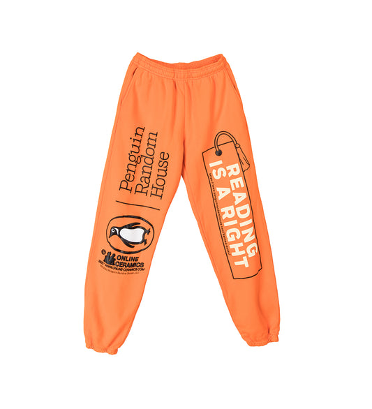 ONLINE CERAMICS X PENGUIN RANDOM HOUSE READING IS A RIGHT SWEATPANT 14OZ FLEECE RUST