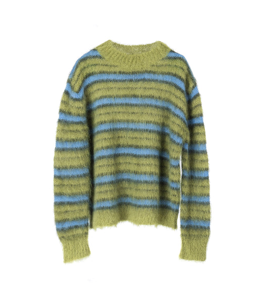 GREEN STRIPED MOHAIR SWEATER ACID
