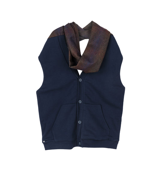 CARDIGANFRONTSCARF BLUE/MULTI BROWN