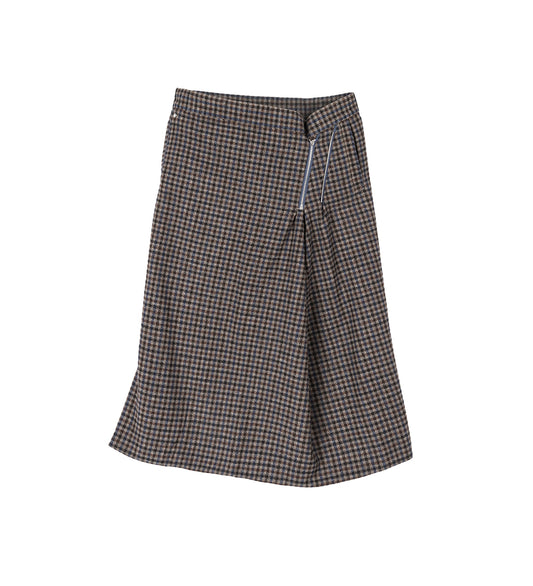 SMLXL SKIRT BROWN BLUE CHECKS