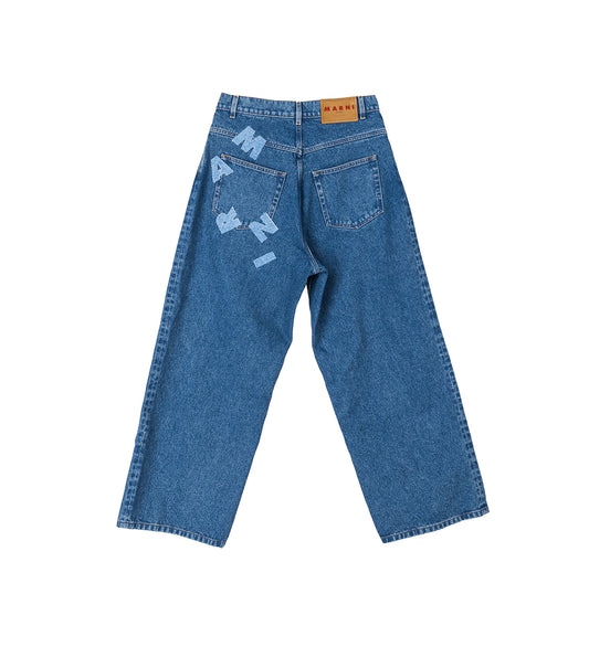 LOGO PATCH DENIM PANTS BLUE