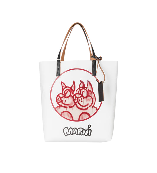 ANIMAL PRINT TOTE BAG RED/WHITE