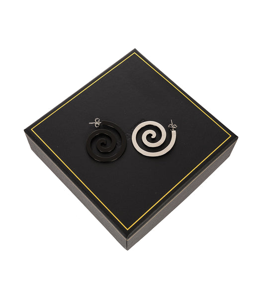 SWIRL HOOPS SILVER/BLACK