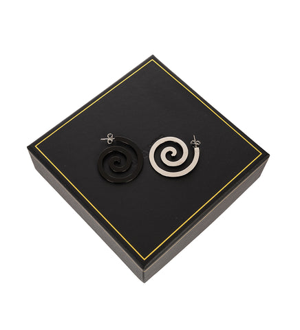 SWIRL HOOPS SILVER/BLACK SWIRL HOOPS SILVER/BLACK