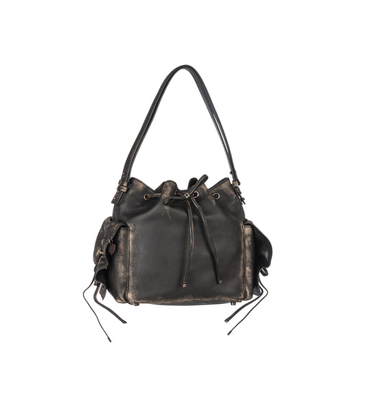 MULTIPOCKET BUCKET VINTAGE DARK BROWN/BEIGE