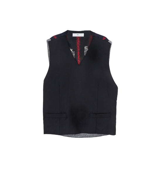 WOOL MOHAIR VEST NAVY