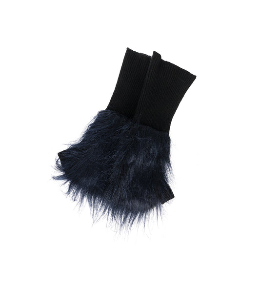 FUR GLOVES NAVY