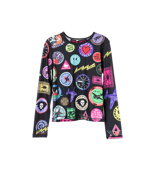 PATCH PRINT FITTED JERSEY TOP MULTI