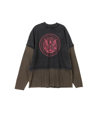 CREWNECK TEE OVERLAPPED WASHED BLACK CHARCOAL CREWNECK TEE OVERLAPPED WASHED BLACK CHARCOAL