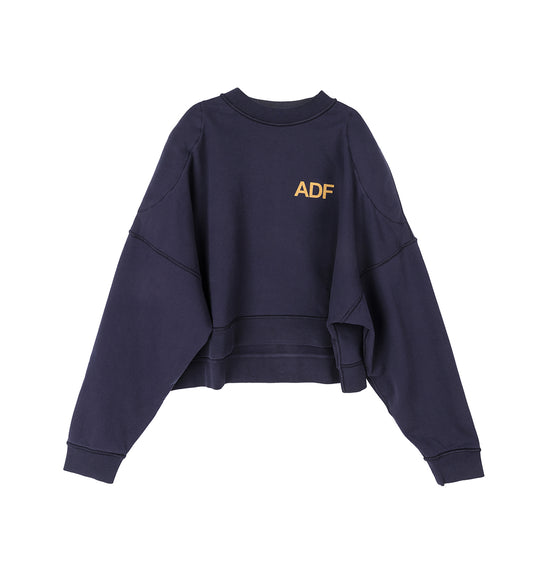 PADDED CREWNECK SWEATER WASHED NAVY