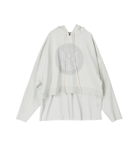 CROPPED HOODIE OVERLAPPED DUSTY WHITE CROPPED HOODIE OVERLAPPED DUSTY WHITE