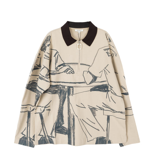 PRINTED RUGBY POLO NOUGAT