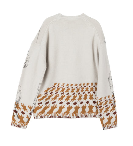 PRINT JACQUARD JUMPER DOVE GREY PRINT JACQUARD JUMPER DOVE GREY