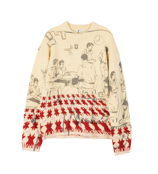 PRINT JACQUARD JUMPER BUTTERMILK