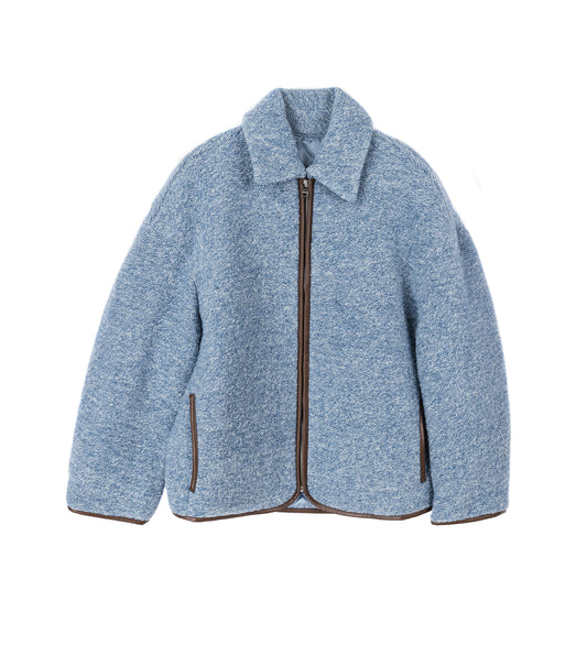 CONTRAST TRIM CASUAL JACKET BLUE MELANGE