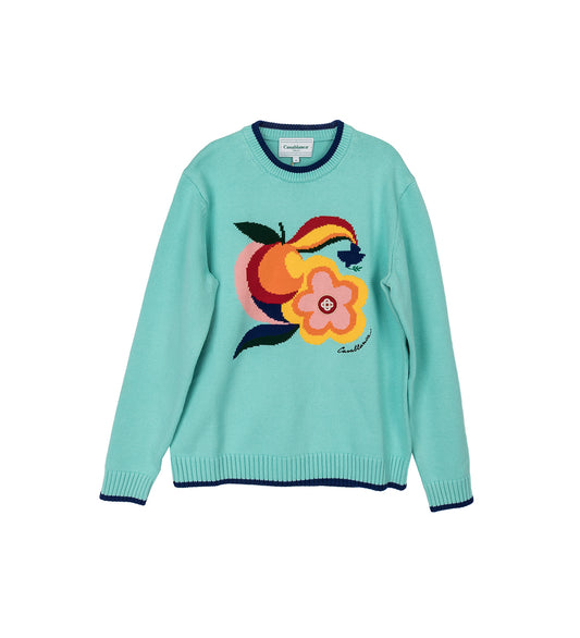CASABLANCA LE POUVOIR DES FLEURS INTARSIA JUMPER MINT