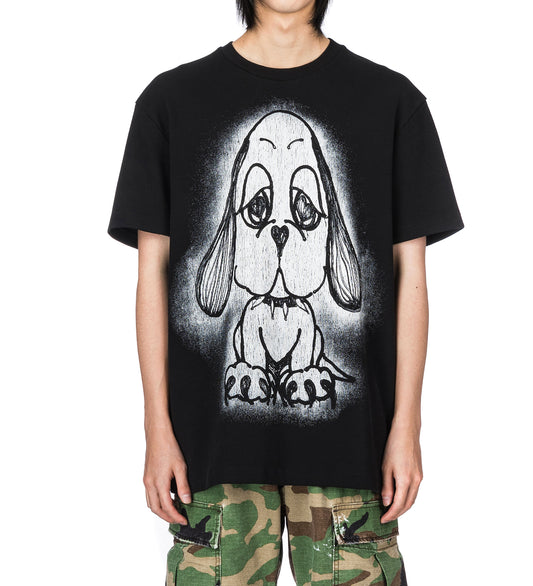 HEART PUP TEE HEAVY RIB TEE BLACK
