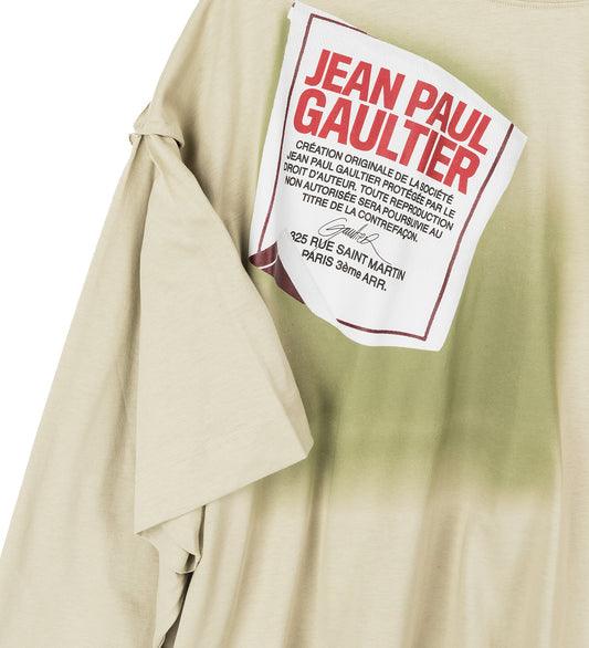 TWO IN ONE OVERSIZED TEE-SHIRT PRINTED GAULTIER JACQUARD LABEL SAGE/WHITE/RED