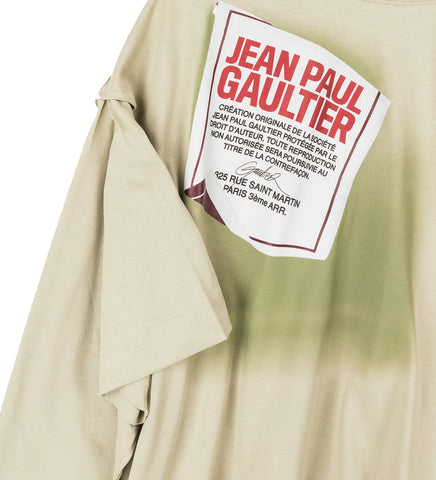 TWO IN ONE OVERSIZED TEE-SHIRT PRINTED GAULTIER JACQUARD LABEL SAGE/WHITE/RED TWO IN ONE OVERSIZED TEE-SHIRT PRINTED GAULTIER JACQUARD LABEL SAGE/WHITE/RED