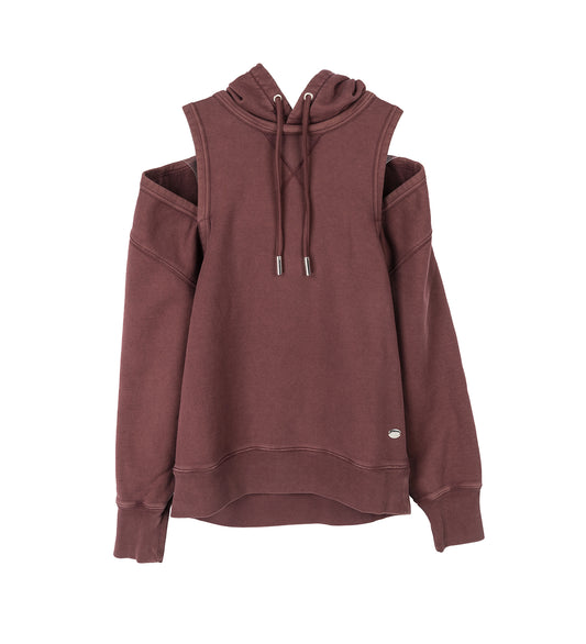 FRENCH TERRY CUT OUT HOODIE BURGUNDY