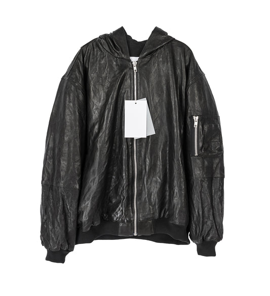 LEATHER BOMBER BLACK