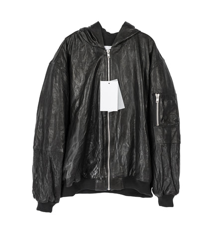LEATHER BOMBER BLACK LEATHER BOMBER BLACK