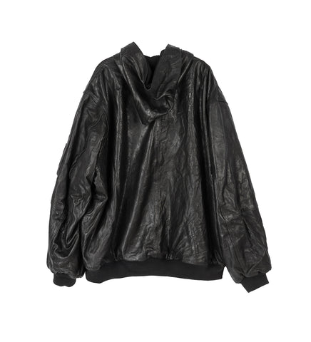 LEATHER BOMBER BLACK LEATHER BOMBER BLACK