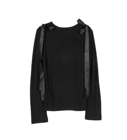 BOW RIBBON TAIL LONGSLEEVE T-SHIRT BLACK BOW RIBBON TAIL LONGSLEEVE T-SHIRT BLACK