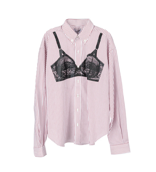 TROMPE L'OEIL BUTTON DOWN SHIRT WHITE/RED