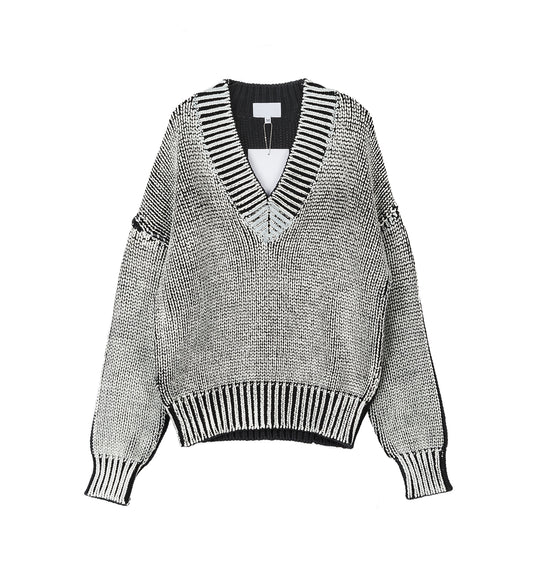 PAINTED OVERSIZED SWEATER BLACK WHITE