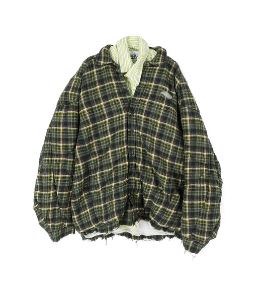 UPCYCLED DOUBLE SHIRT-JACKET MULTI