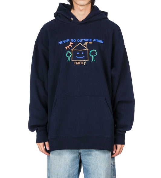 NEVER GO OUTSIDE AGAIN HOODY NAVY