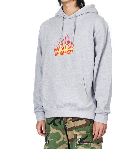 KERRANG! FLAME HOODIE GREY
