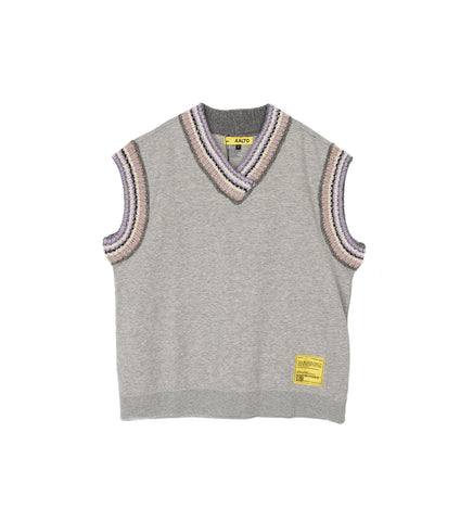 RECODED BY AALTO COLLEGE KNIT COLLAR VEST GREY RECODED BY AALTO COLLEGE KNIT COLLAR VEST GREY