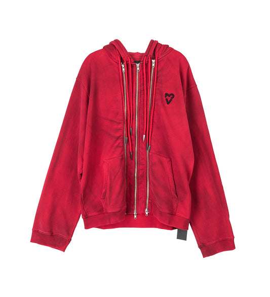 THREE ZIP HOODIE BLOODY RED