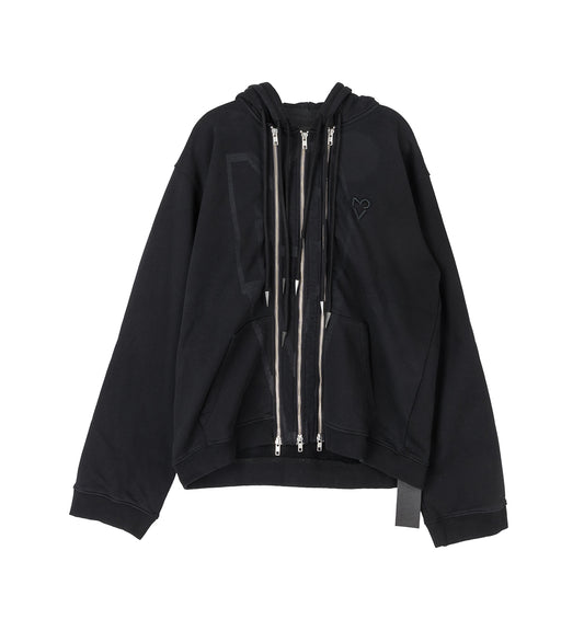 THREE ZIP HOODIE BLACK