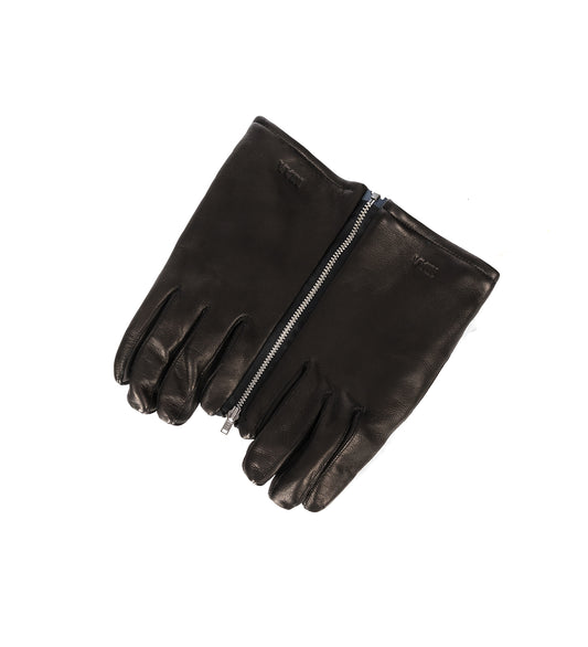 ZIP LEATHER GLOVES BLACK