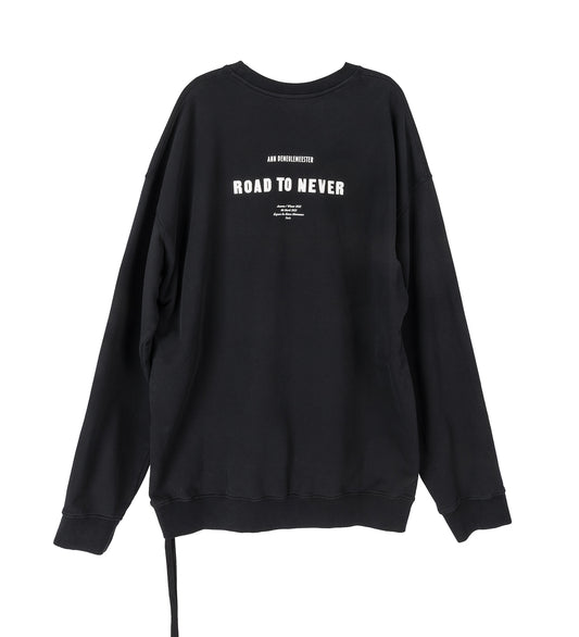 WANNES CREWNECK SWEATSHIRT ROAD TO NEVER PRINT BLACK