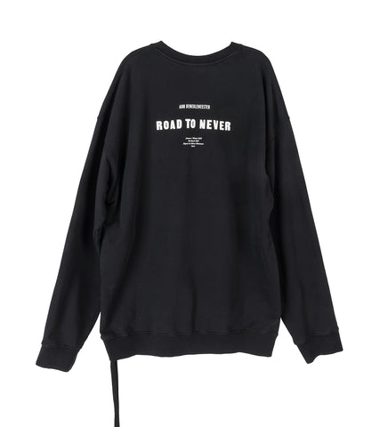WANNES CREWNECK SWEATSHIRT ROAD TO NEVER PRINT BLACK WANNES CREWNECK SWEATSHIRT ROAD TO NEVER PRINT BLACK